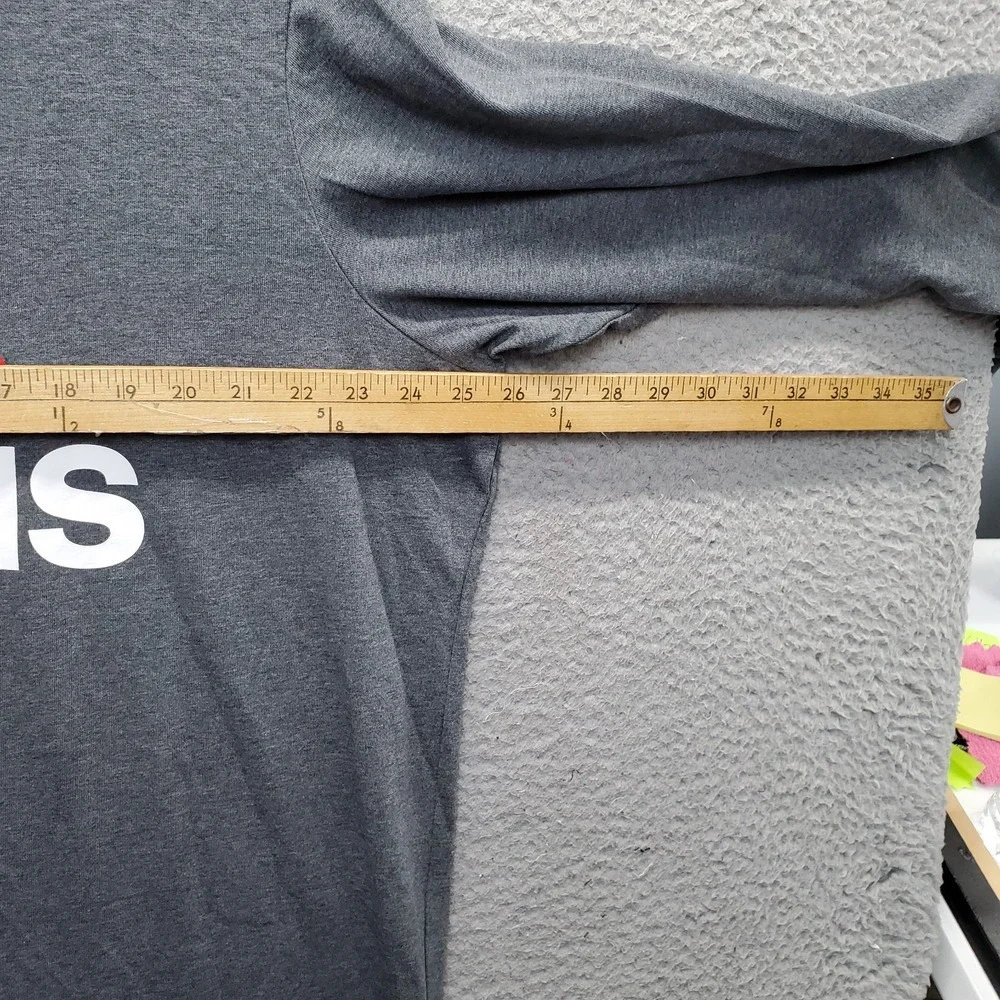 Adidas Hoodie Mens 2XLT Gray Graphic Logo Long Sleeve Lightweight Pullover EUC